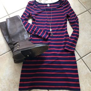 Old Navy Blue and Red striped bodycon dress
